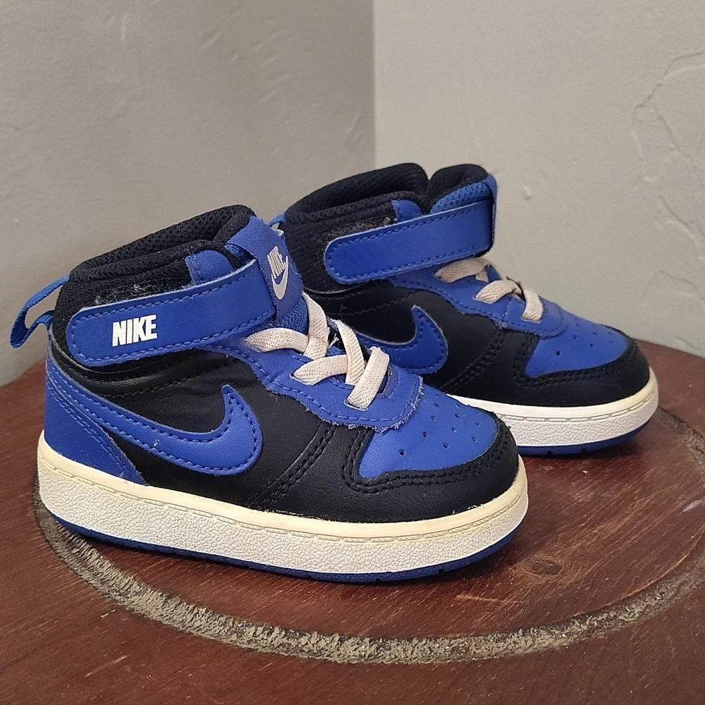 Nike Court Borough Mid 2 Td Trainers Black Game Royal Sz 5C DM8874-001